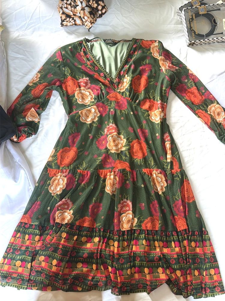 Boho Floral above knee  Dress