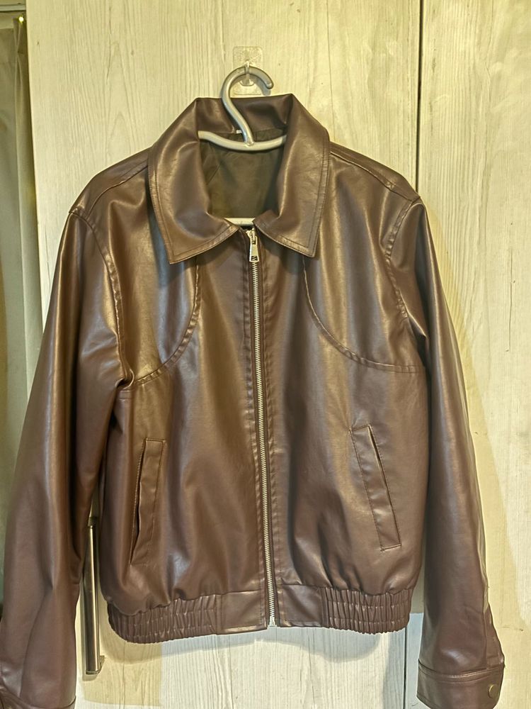 Brown Faux Leather Jacket