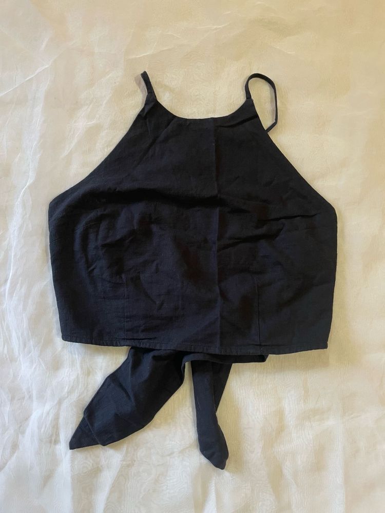 Black Halter Neck Crop Top