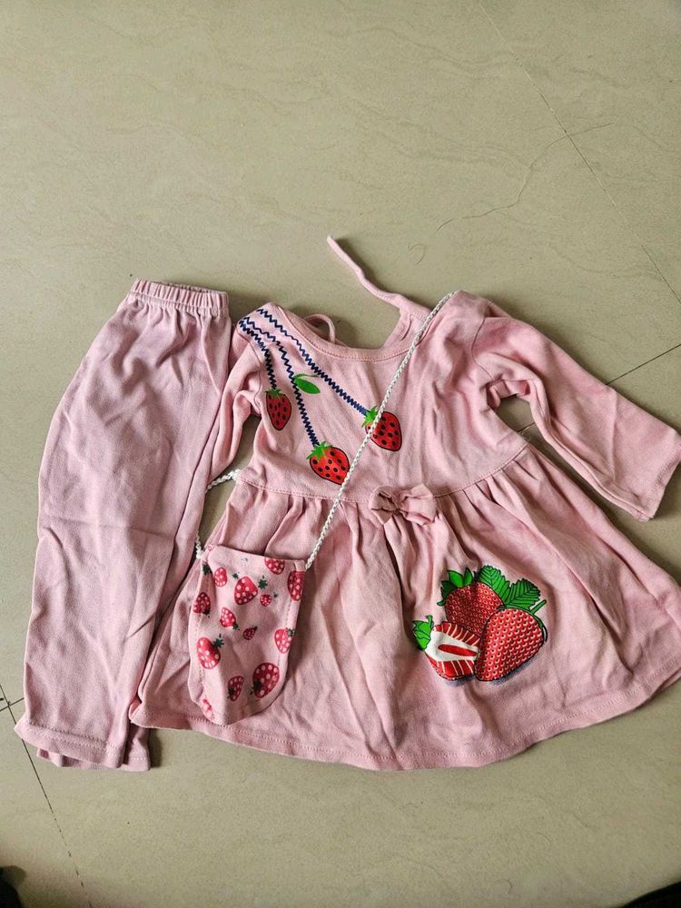 Cute Strawberry Dress Set for Toddlers