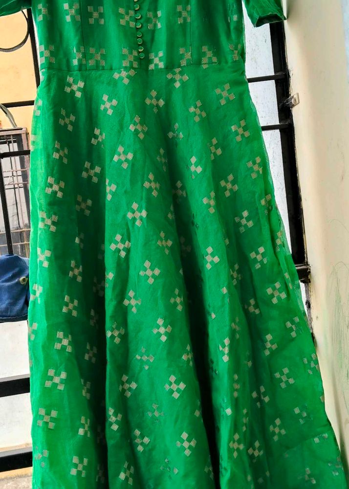 Vibrant Green Printed Kurta gown