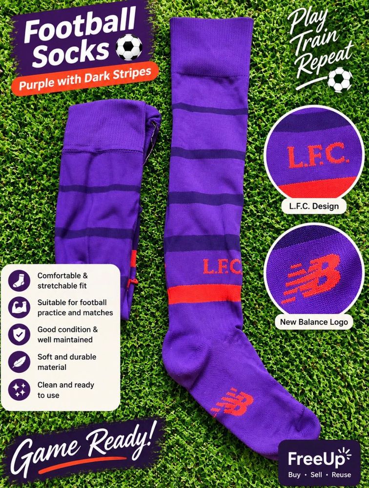 Purple &amp; Dark Stripe Football Socks L.F.C. Desig