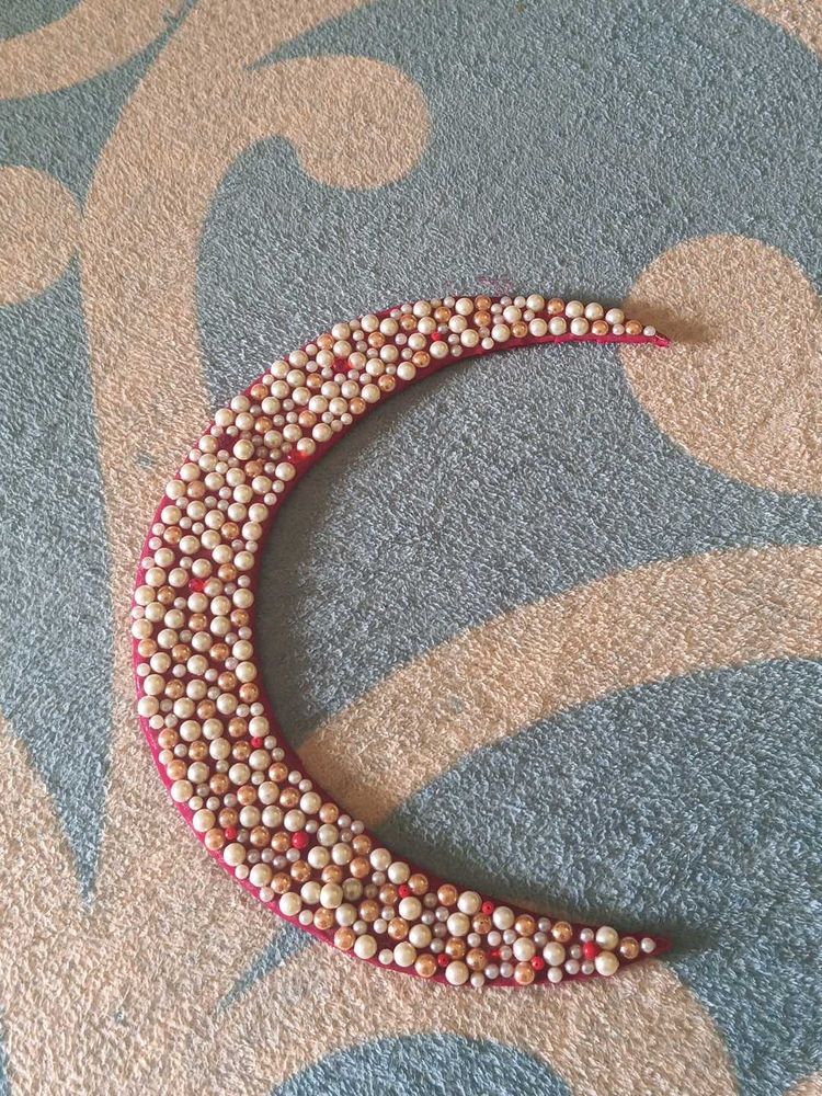 Pearl Embellished Crescent Decor