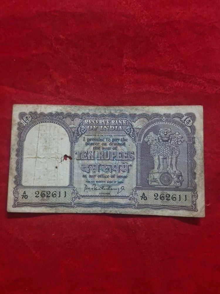 Vintage Indian Ten Rupees Note