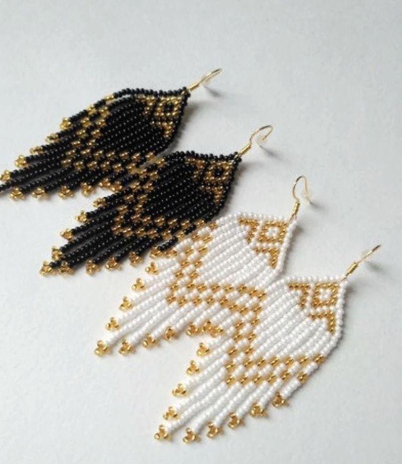 Boho Beaded Fringe Earrings