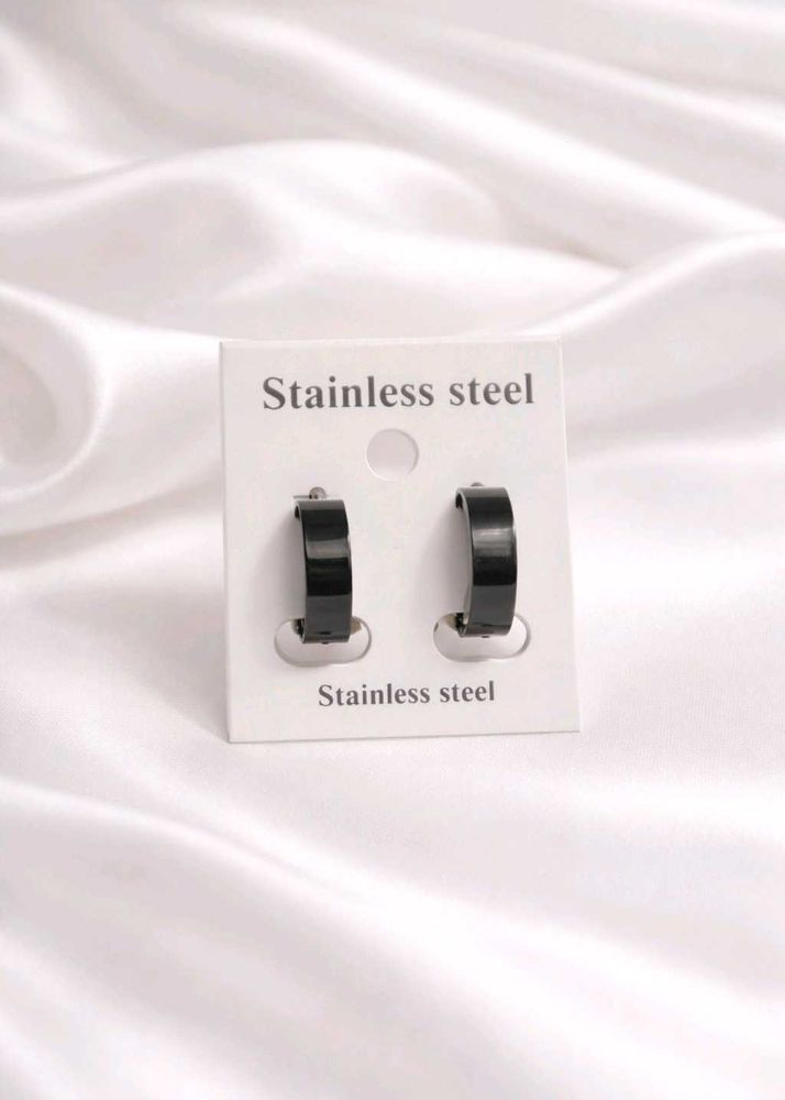 🖤 Black Stainless Steel Hoop Earrings
