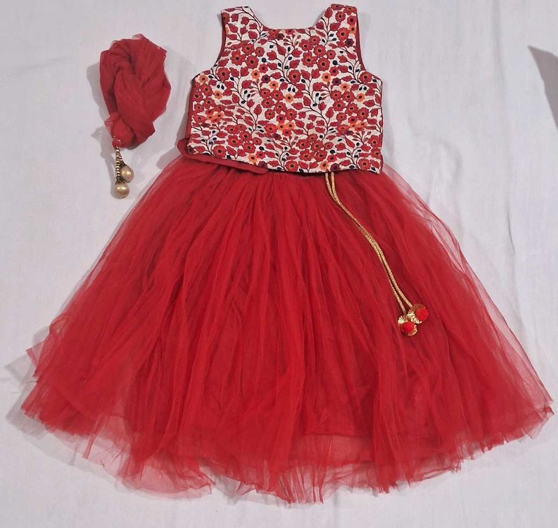 Red Floral Lehenga Choli Set