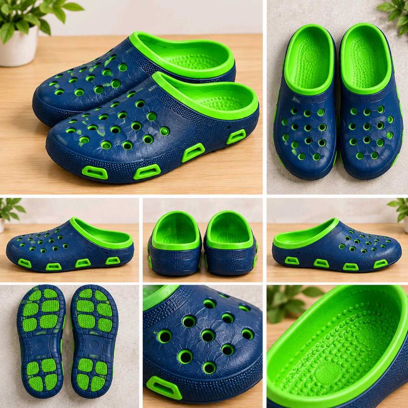 Aqualite Clogs – Navy Blue &amp; Green |