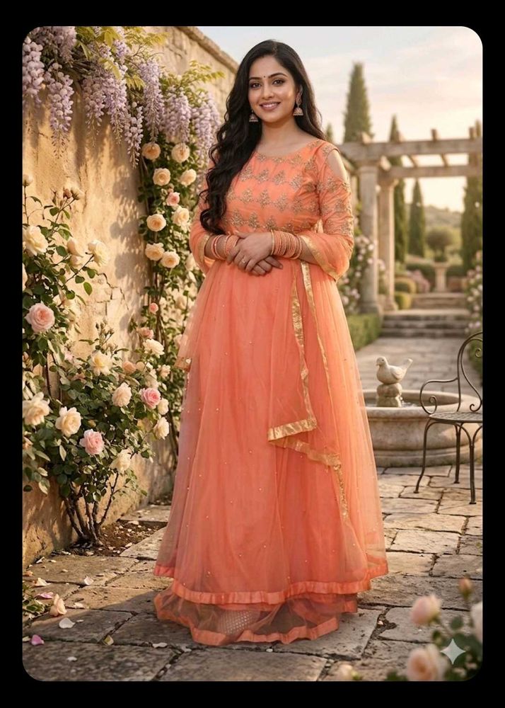 Elegant Peach Ethnic Gown