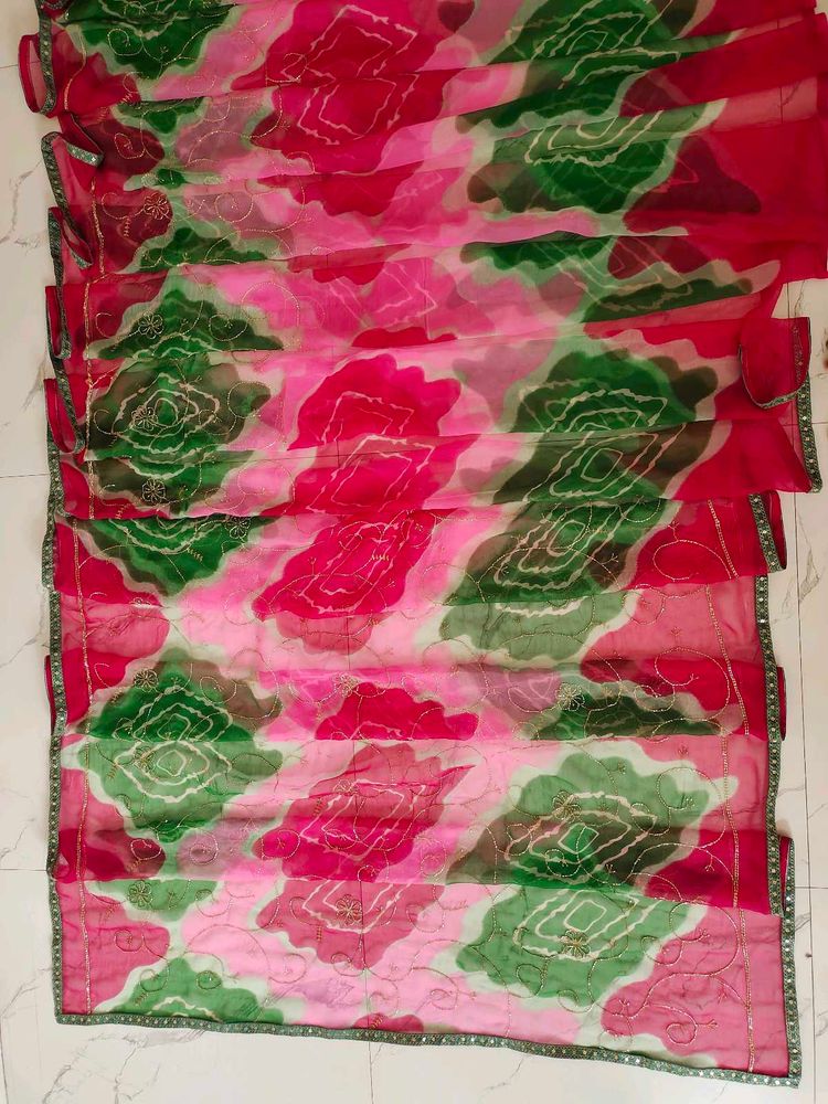 Vibrant Floral Print Saree