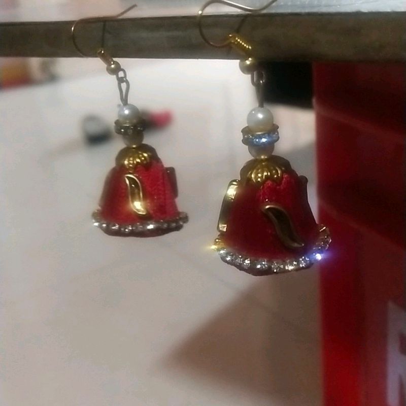 Red Jhumka Earrings
