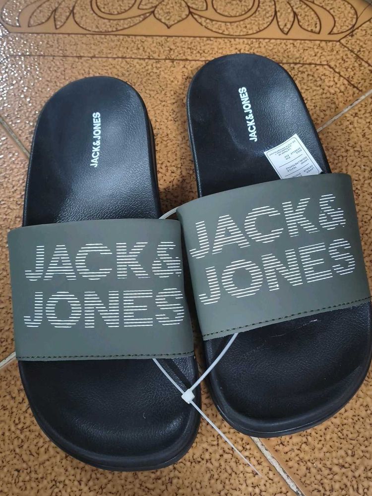 Jack &amp; Jones Men's Olive Green Slides