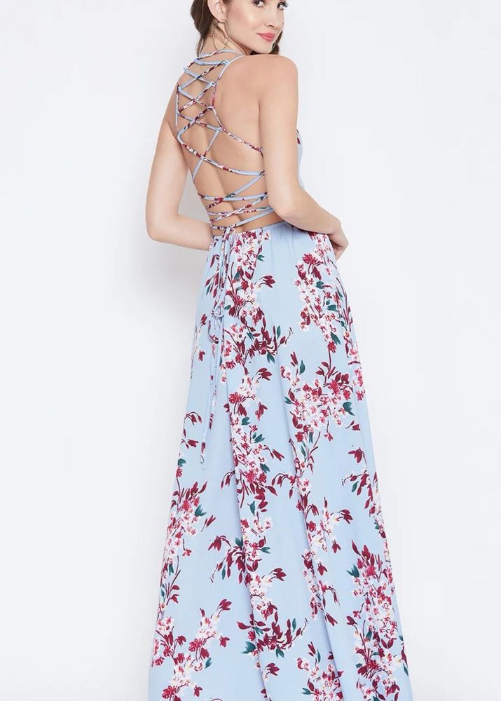 Light Blue Floral Maxi Dress