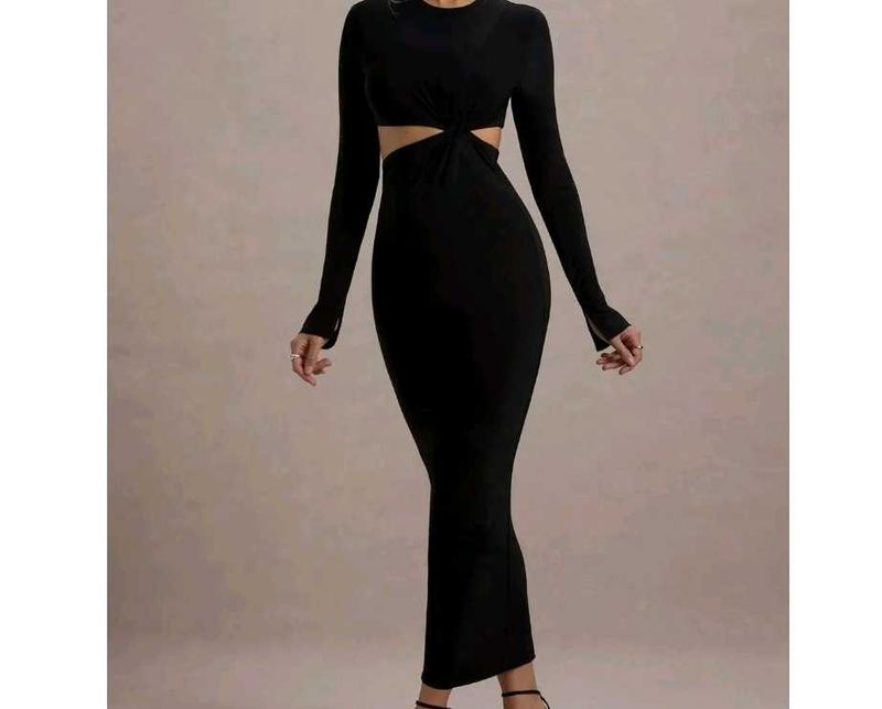 Elegant Black Cut-Out Maxi Dress
