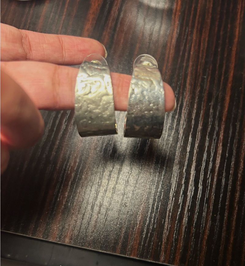 Hammered Silver Hoop Earrings