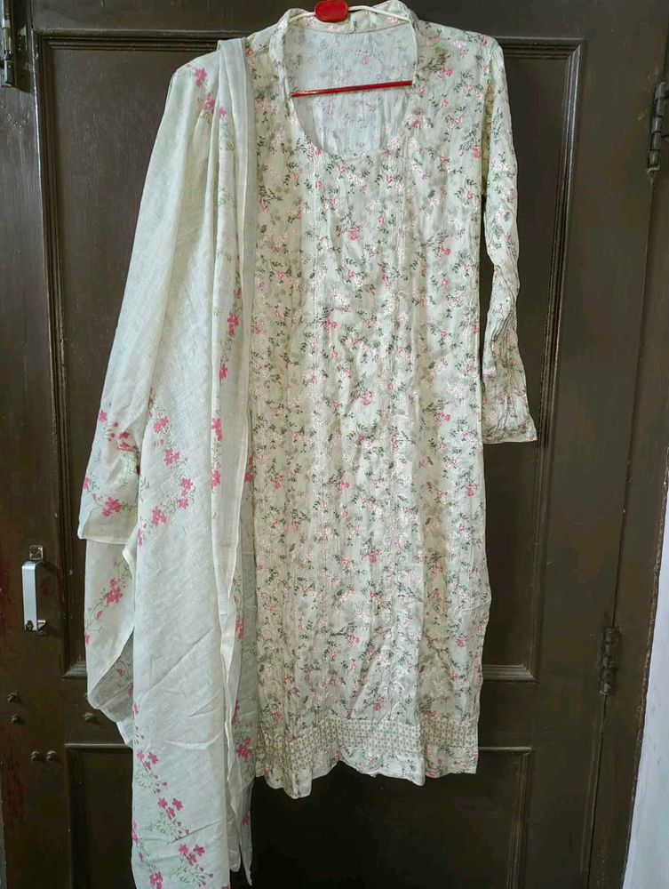 Floral Print Kurta Set with Dupatta