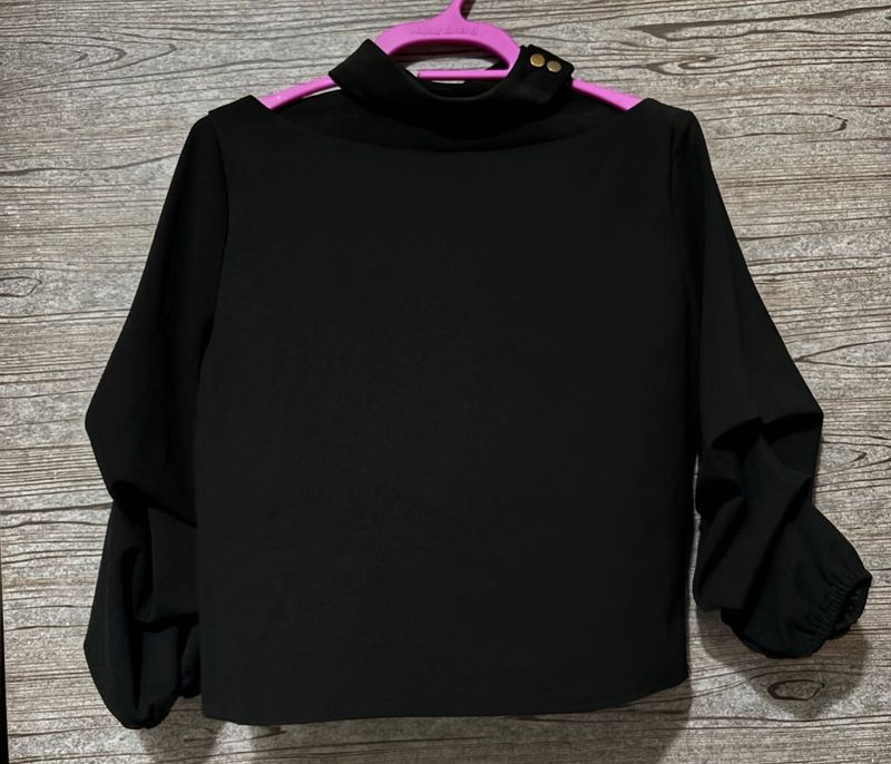 Chic Black Mock Neck Top