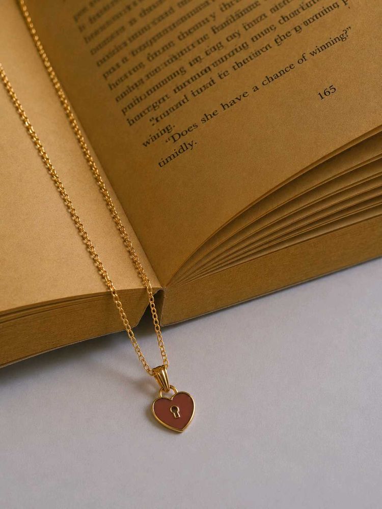 Gold Heart Lock Necklace