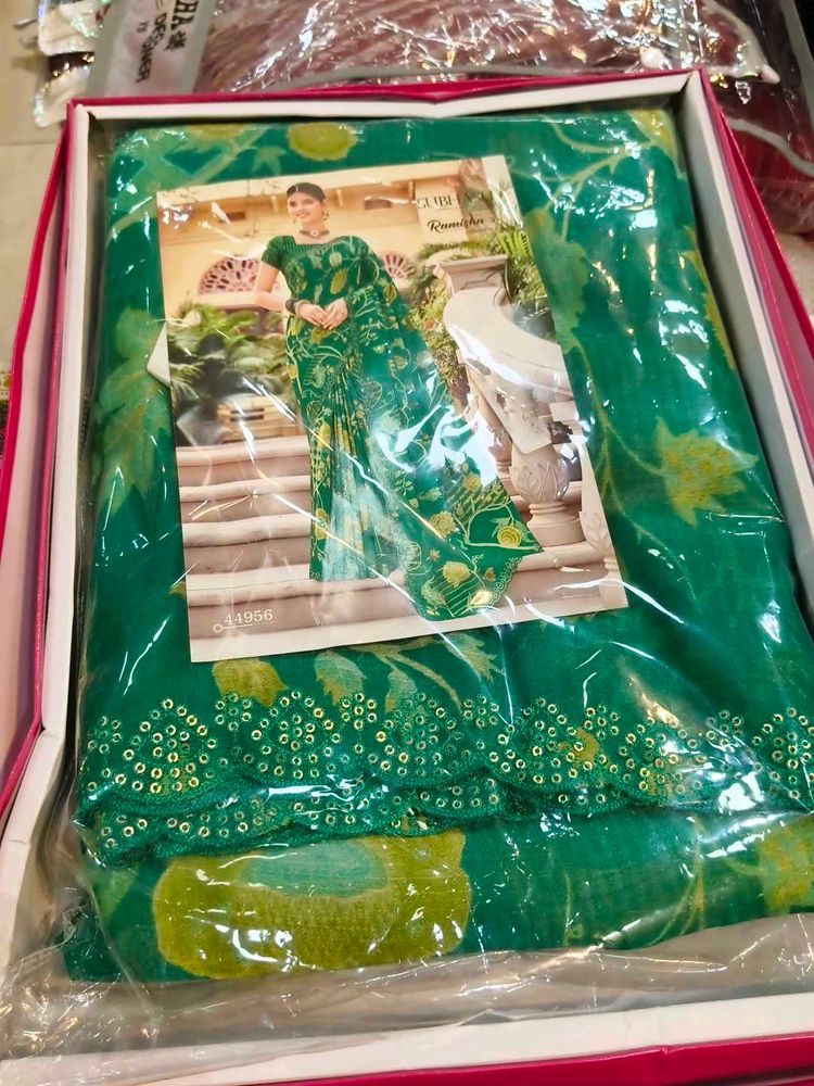 Beautiful Green Floral Saree