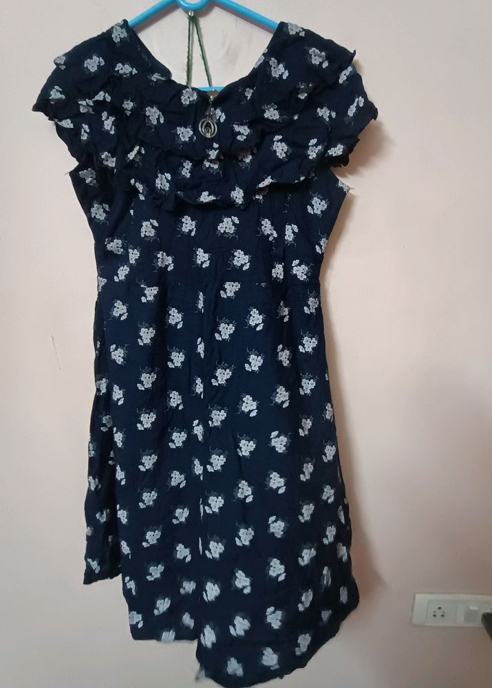 Frilly Navy Blue Frock For 7-8 Yo Girl