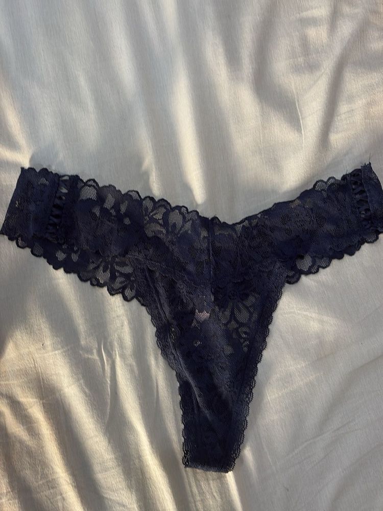 Victoria Secret Navy Lace Thong Panty