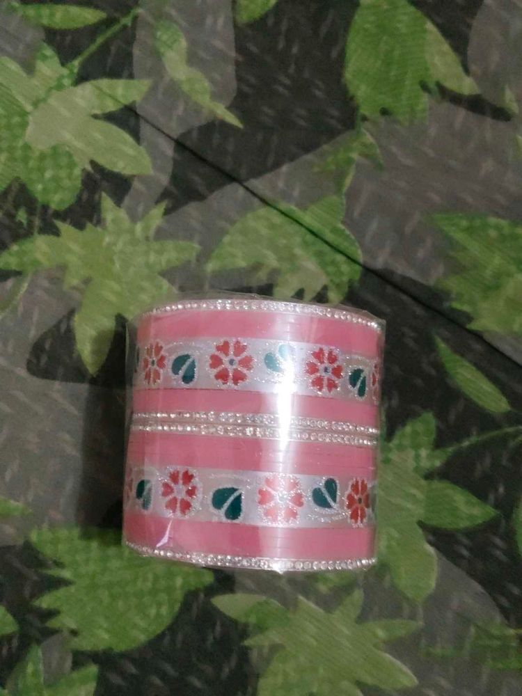 Pink Floral Bangles Set