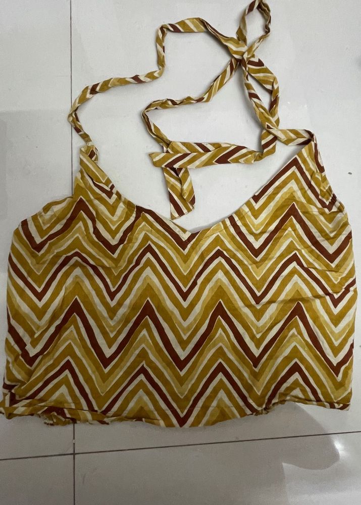 Boho Zigzag Print Halter Top
