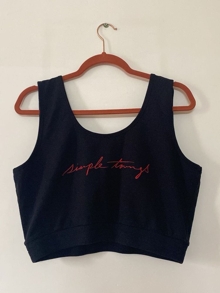 black "Simple Things" Cropped Top