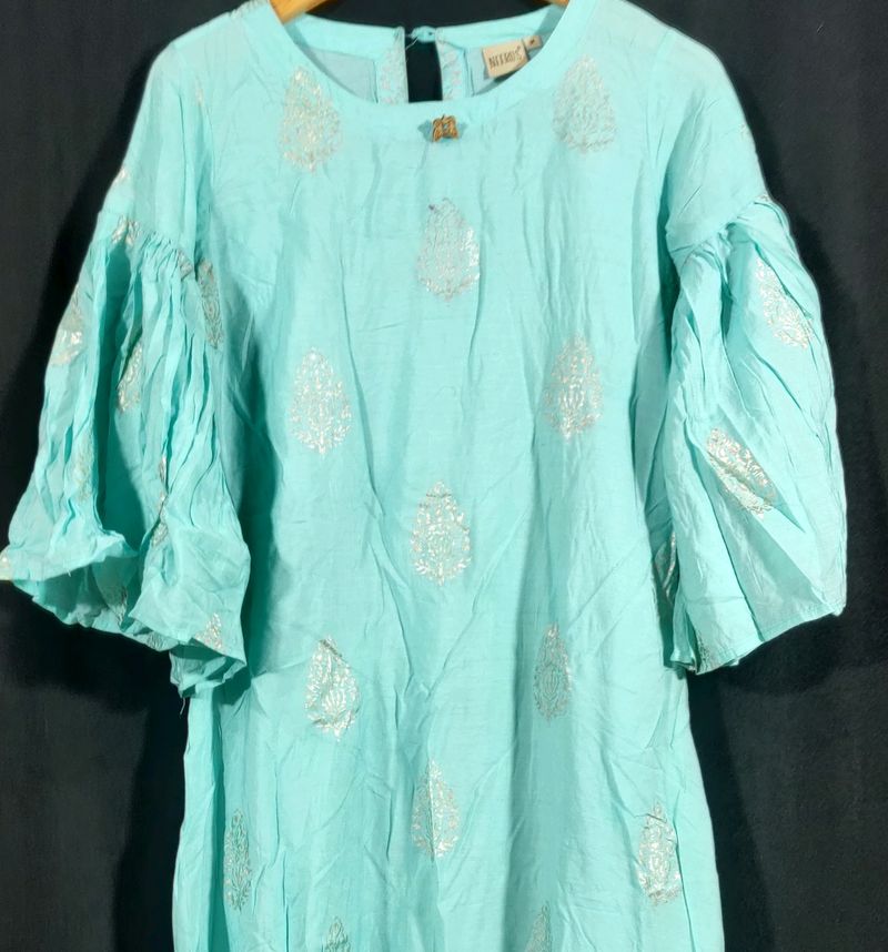 Turquoise Printed Kurti (Women)