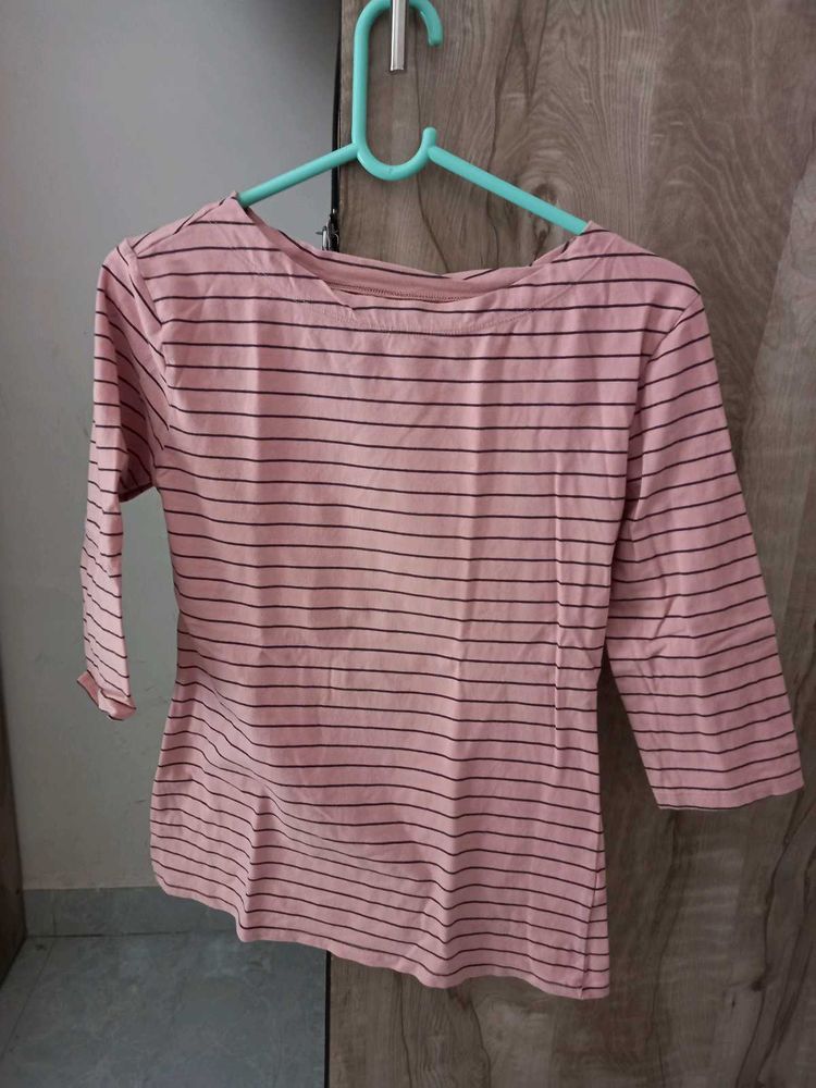 Striped 3/4 Sleeve T-Shirt