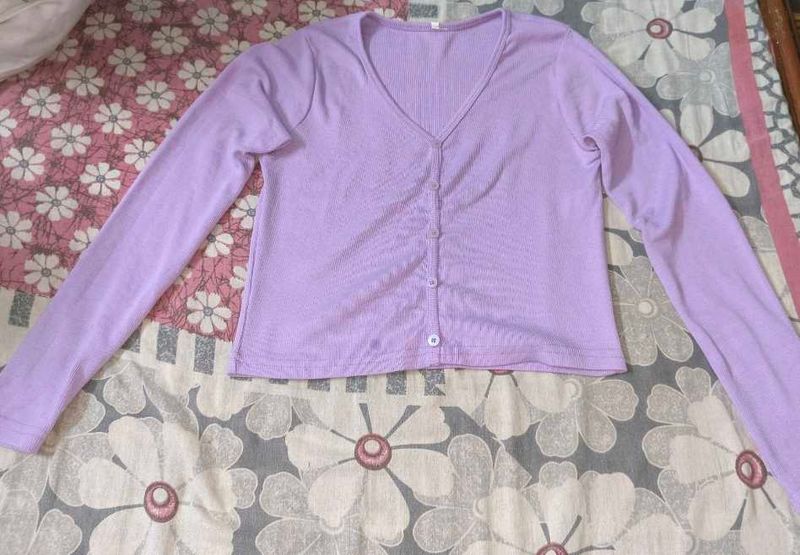 Lavender Button-Up Cardigan Top 🩷