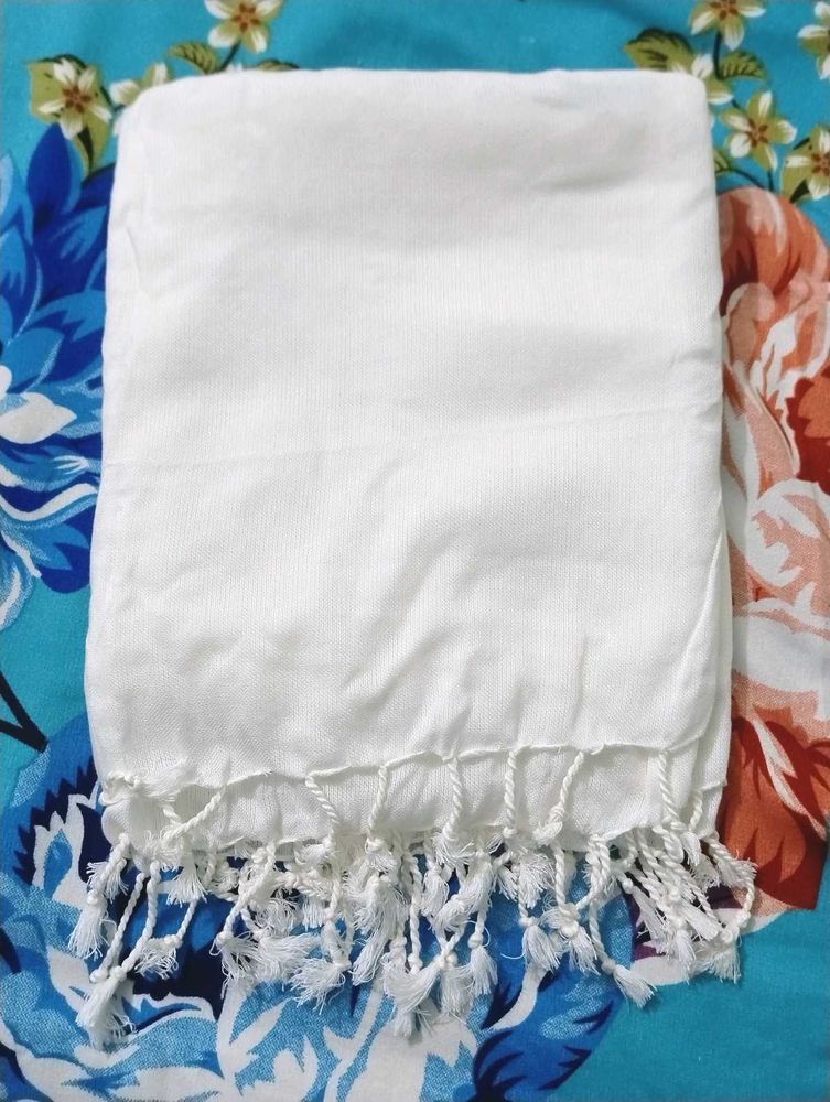 White Tasseled Dupatta