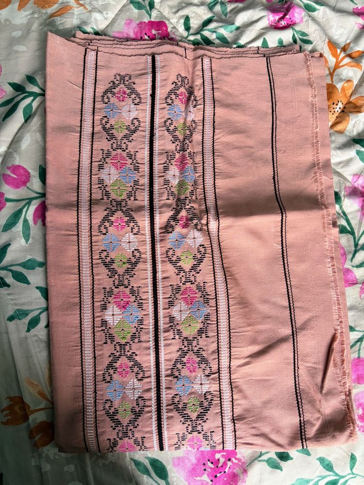 Salmon pink mizo puan (lungi)