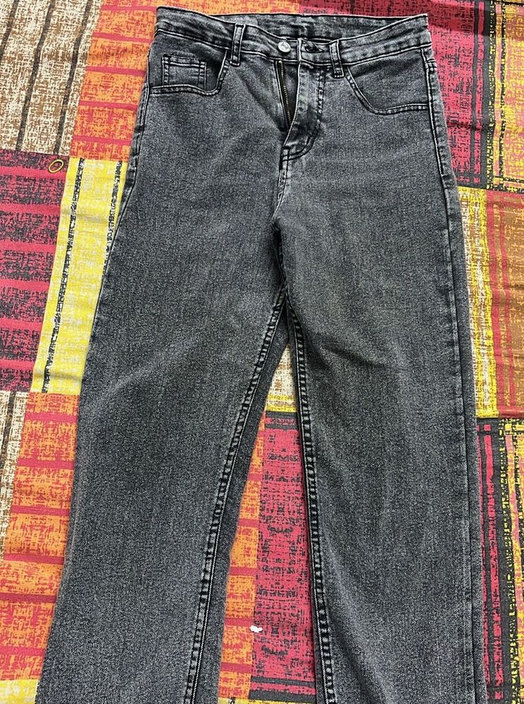 Dark Grey washed high waisted jeans