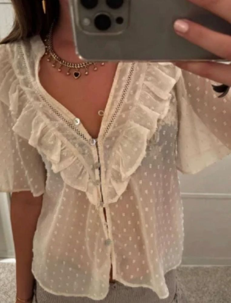 Sheer Button-Up Blouse| Never worn| Brand n