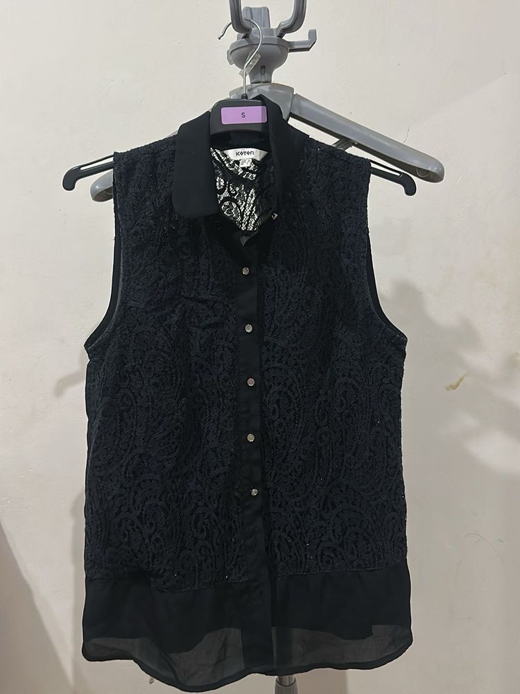 Elegant Black Lace Sleeveless Top