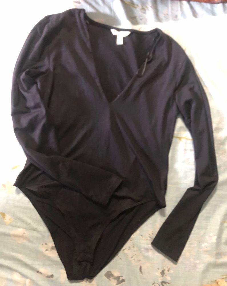 H&amp;M Black Long Sleeve Bodysuit