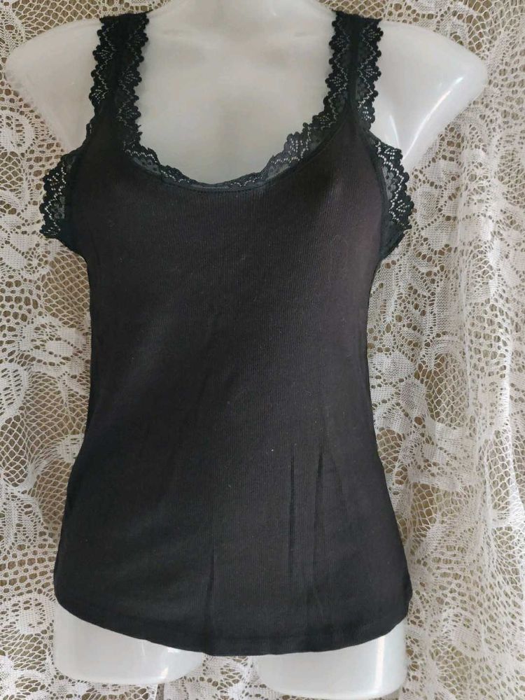 Primark Black Lace Trim Camisole Tank Top