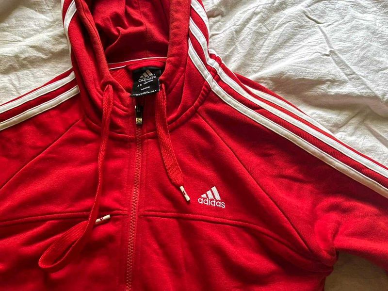 Adidas Red Zip-Up Hoodie