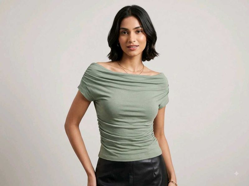 Solid Olive Green Basic Top