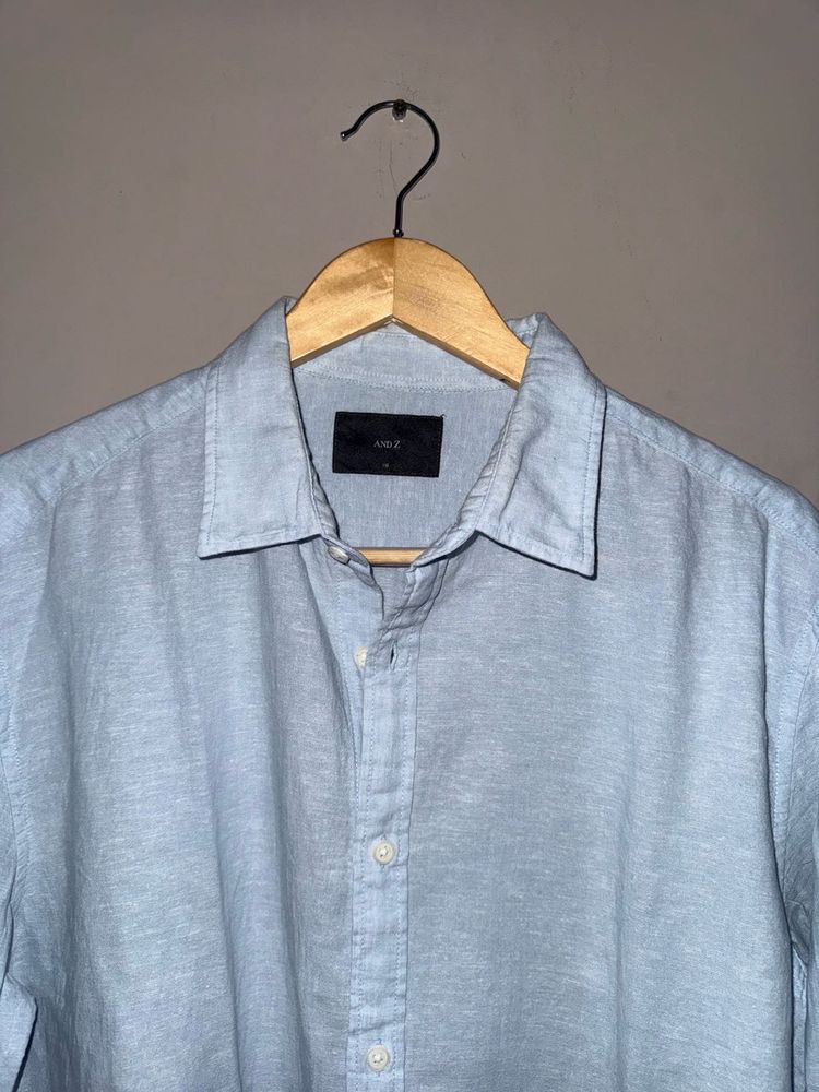 Light Blue Linen Mens Shirt