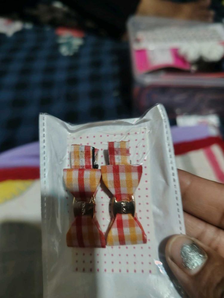 Cute Plaid Bow Hair Clips Set