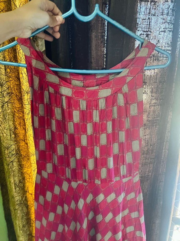 Chic Pink &amp; Grey Checkered Dress
