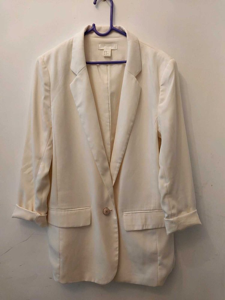 Cream Single Button Blazer