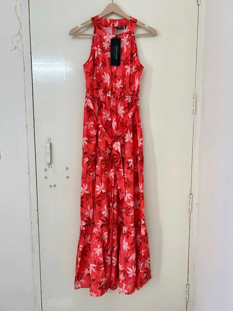 Women Red Floral Maxi Dress