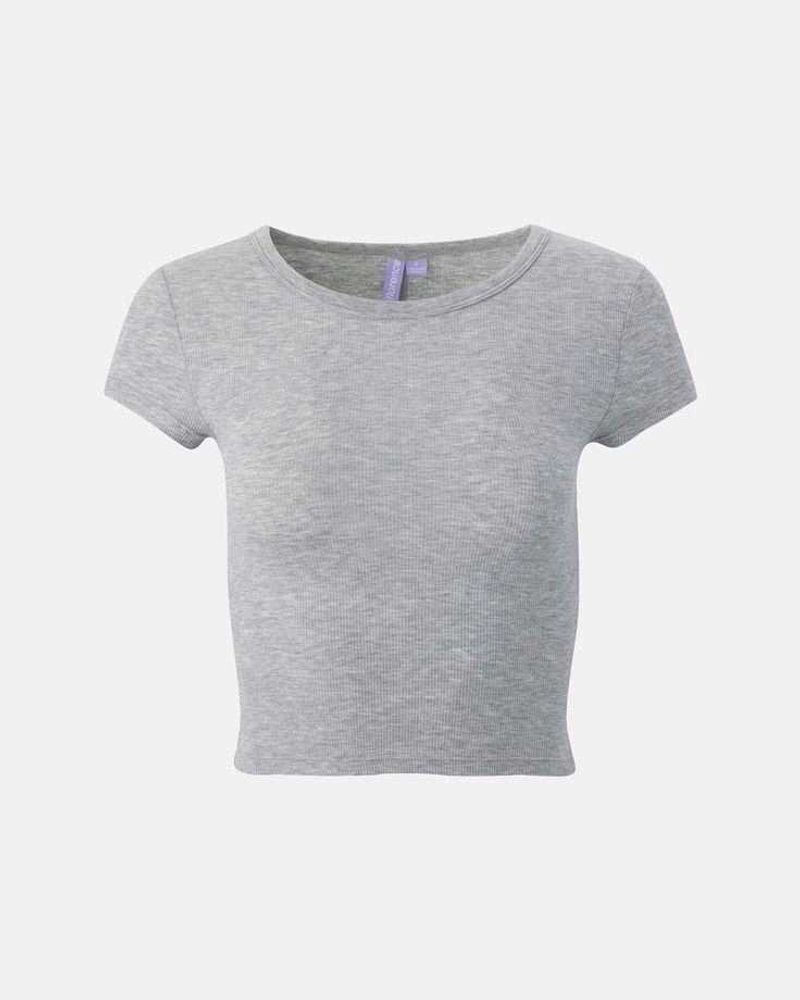 Ribbed Grey Cropped T-Shirt