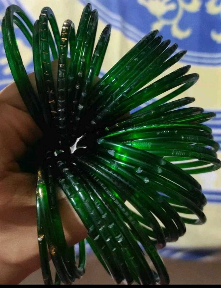 36 (3 Dozen)Emerald Green Glass Bangles Set