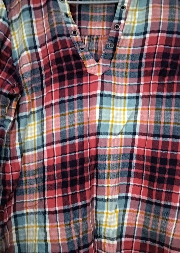 Colorful Plaid Button-Up Top