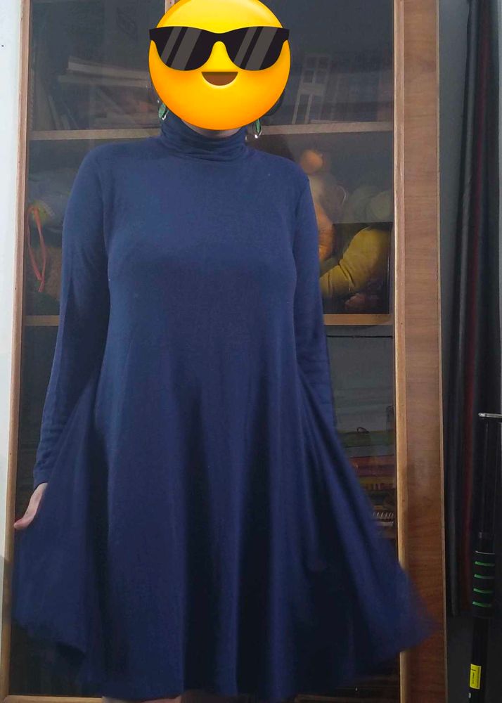 Navy Blue Turtleneck Dress
