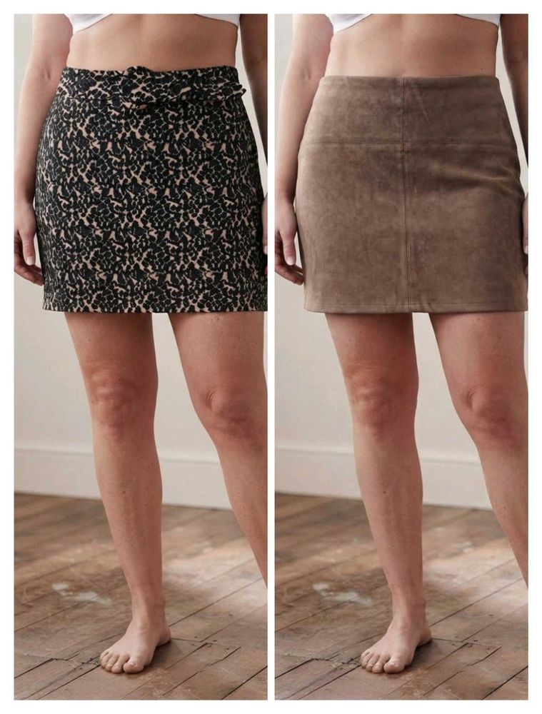 Leopard Print &amp; Suede Mini Skirts (Set of 2)